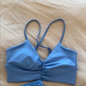 Blue Ruched Crop Top